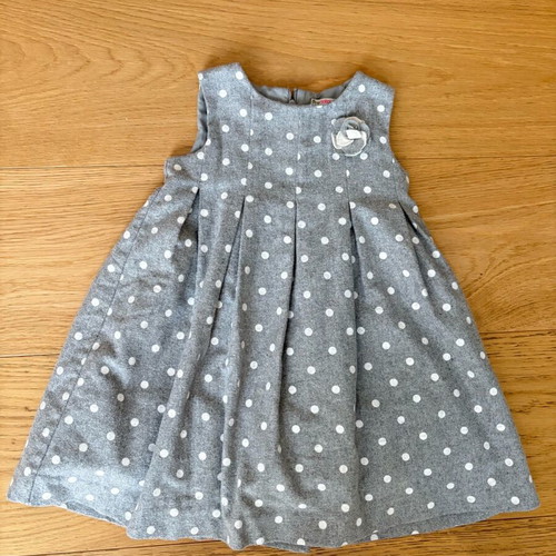 Prenatal dress grey polka dot sleeveless, like new, size 18-24 months