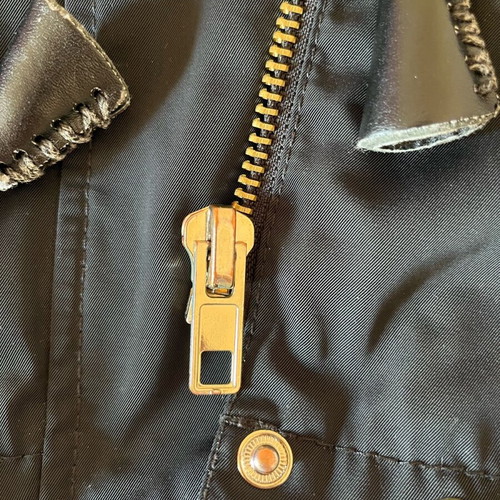 Zara black parka with blue satin lining and detachable hood size L