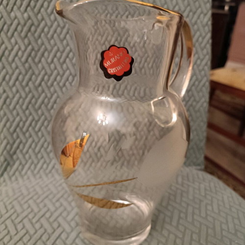 Murano Cristalleria Pitcher like new with gold decoration