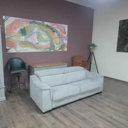 Gray fabric sofa three-seater with sleep function new