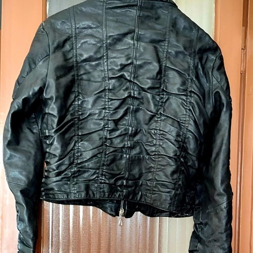 Women's leather crinkled jacket like new, black, size S
