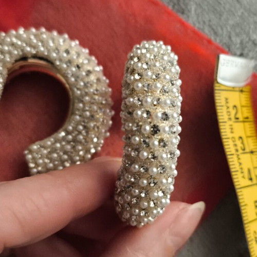 Earrings new, white and gold