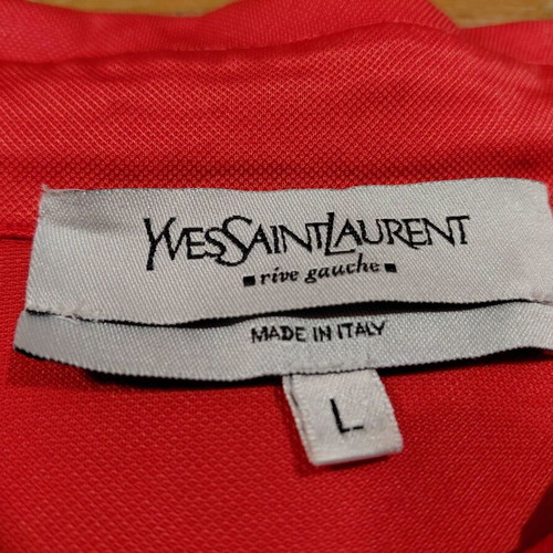 Yves Saint Laurent women's satin shirt size L used, red and orange