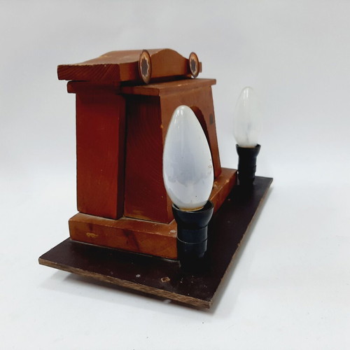 Vintage night lamp fireplace Bulgarian style with textolite base