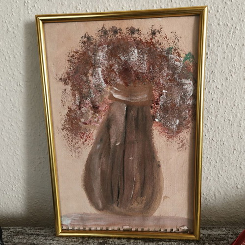 Boho Soft Floral Vase A4 Painting with Frame new