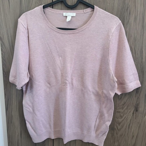 H&M Blouses Medium with 3/4 Sleeve Like New, White and Pink