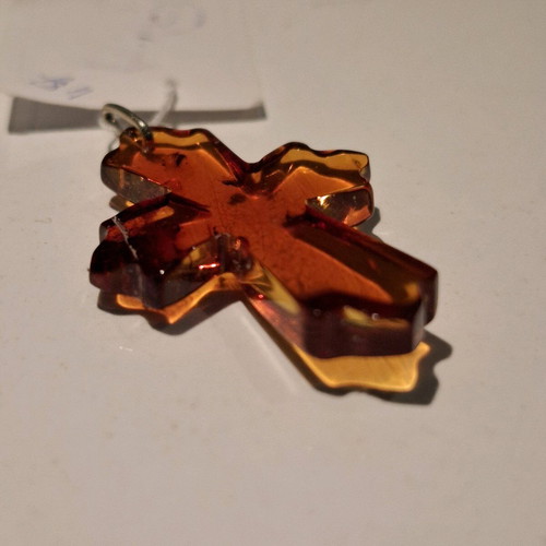 Amber cross solid Baltic amber new brown