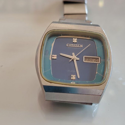 Citizen vintage mechanical wristwatch, 1970s blue dial