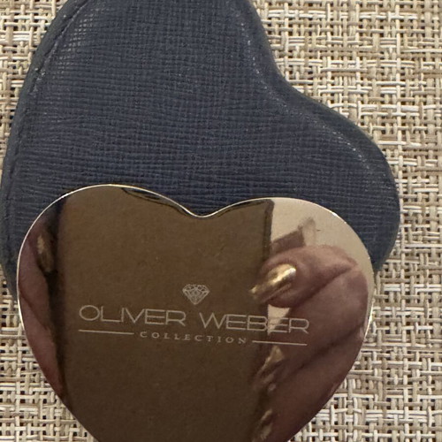 Oliver Weber Collection heart-shaped compact mirror with case