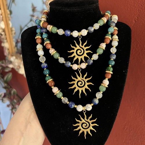 Handmade necklace with natural stones and unique boho design
