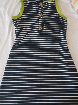 Lynne dress new, one size, multicolor with gold buttons
