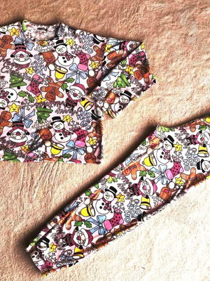 Girls' Christmas Pajama Tezenis like new, pink multicolor