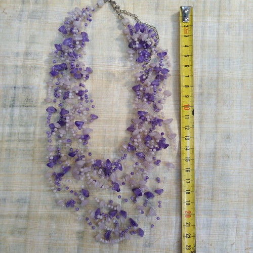 Handmade necklace with purple and white beads