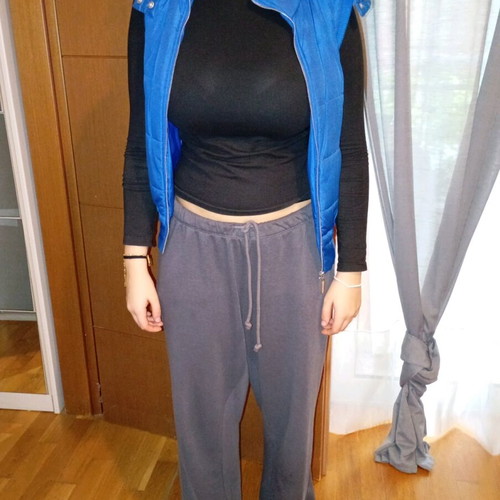 BodyTalk sleeveless women's jacket used, blue, with hood