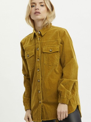 Κοτλέ γυναικείο πουκάμισο Sara Kaffe μεταχειρισμένο, μέγεθος S, κίτρινο