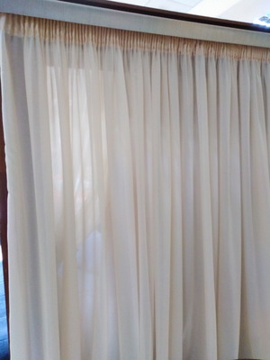 Κουρτίνα ζορζέτα καινούργια, ραμμένη με απλή ραφή 5.60x2.80