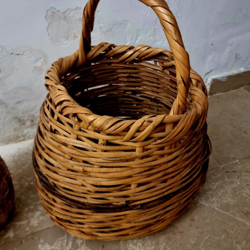 Handmade baskets used, two large and one smaller