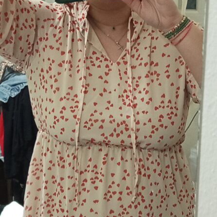 Spring beige dress with hearts like new, one size