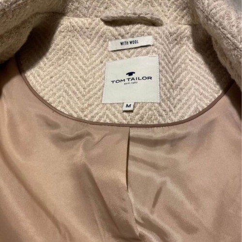 Tom Tailor women's coat vintage herringbone off white medium like new