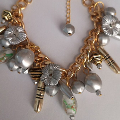 Bracelet silver and gold with charms new