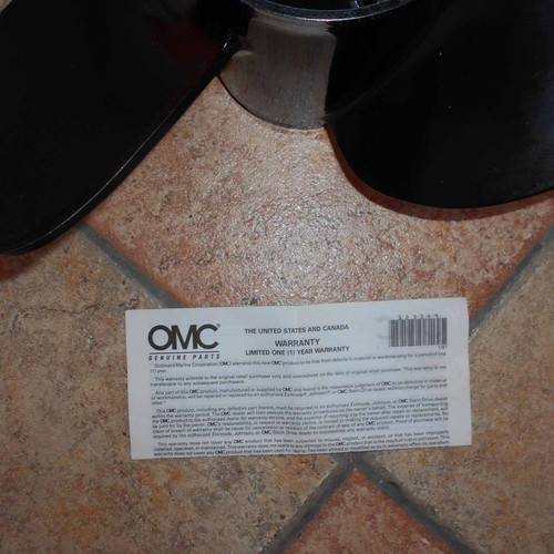 OMC stainless steel boat engine propeller black new, 19" pitch