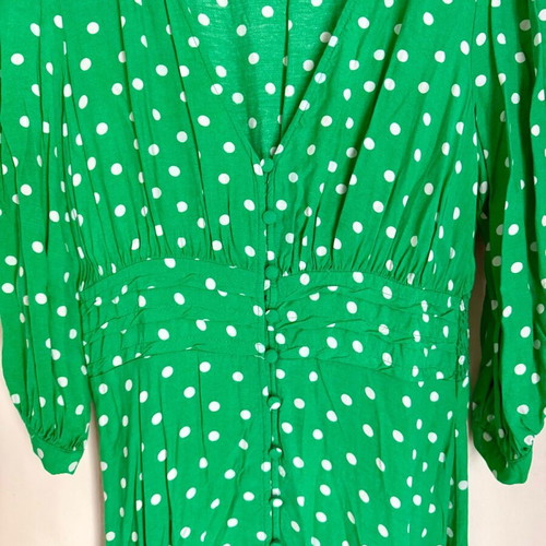 ZARA Polka Dot Midi Dress Like New, Green with White Dots