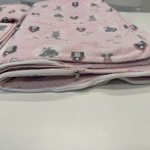 Flannel cotton single bed sheet set, pink with dog print
