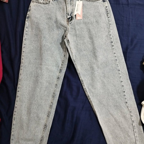 Mum cut jeans new with tag, blue and turquoise