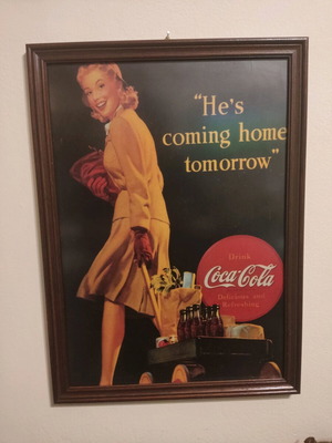 Διαφήμιση Coca Cola σε ξύλινη κορνίζα μεταχειρισμένη