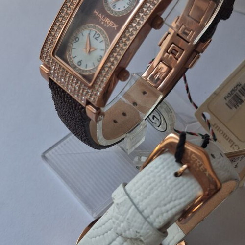 Haurex women's quartz watches new, brown and gold, set of two