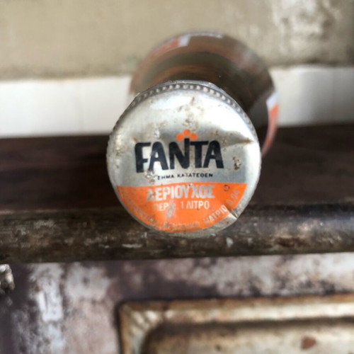 FANTA soda bottle one liter like new from 1974 with ASTIR cap