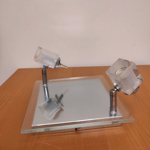 New double glass ceiling spotlight GU10 with nickel base and adjustable head