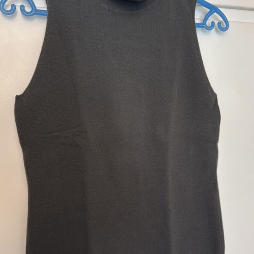 Benetton Sleeveless Turtleneck Vest 100% Wool New, Dark Brown-Green