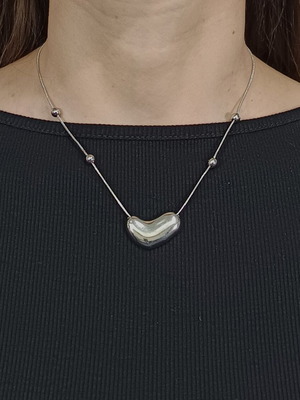 Ανοξείδωτο κολιέ με καρδιά και μπίλιες, καινούριο