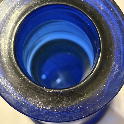 Hookah vase from Ioannina, electric blue with gold designs