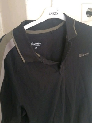 Admiral ανδρικό βαμβακερό polo T-shirt σε μαύρο και γκρι, XL