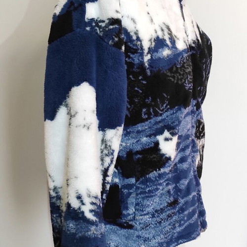 ZARA men's wool cardigan new, loose fit, size L, blue-white