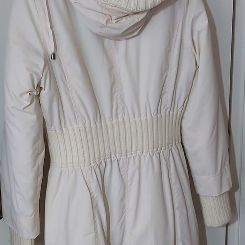 Pink Woman women's long ecru jacket used with zipper and studs