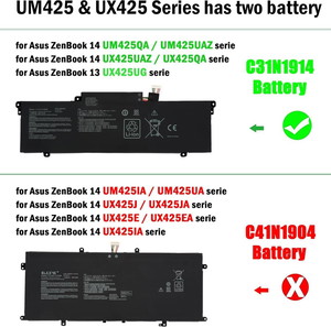 C31N1914 Μπαταρία φορητού υπολογιστή 11.61V 63Wh / Asus ZenBook 14 UX425QA UX435EAL UX425UG UX435EG