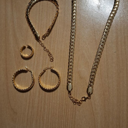 925 Silver Gold-Plated Jewelry Set, 4 Pieces, 88.4g