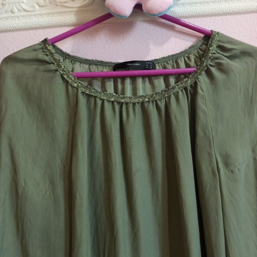Women's blouse used, khaki, xsmall fitting small, semi-transparent
