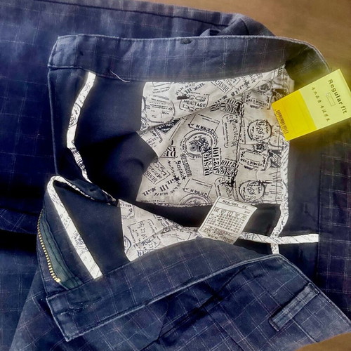 Navy Blue Pants new with subtle two-tone check pattern