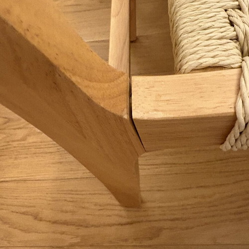 Julien dining chairs pack of 4 used, rubberwood and natural rope