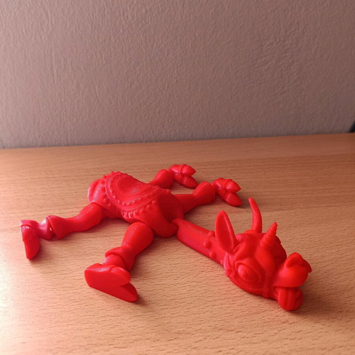 Articulated llama new, 3D printed, red PLA