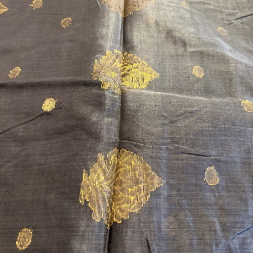 Dark Gray Silk Sari Semi-Transparent