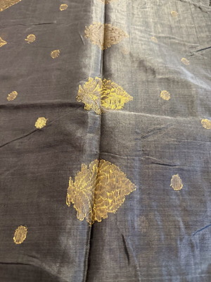 Dark Gray Silk Sari Semi-Transparent
