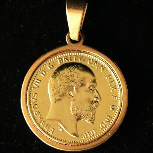 Gold-plated English Sovereign Pendant with King Edward and Saint George