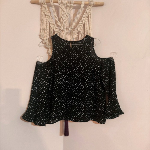 Polka Dot Blouse Like New With Distinctive Sleeves Black White