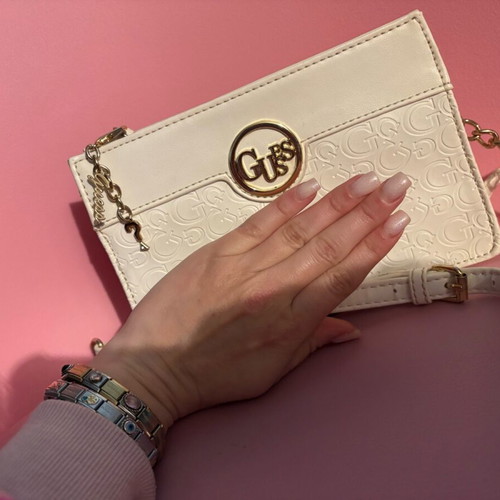Guess small crossbody bag used, white with minor wear