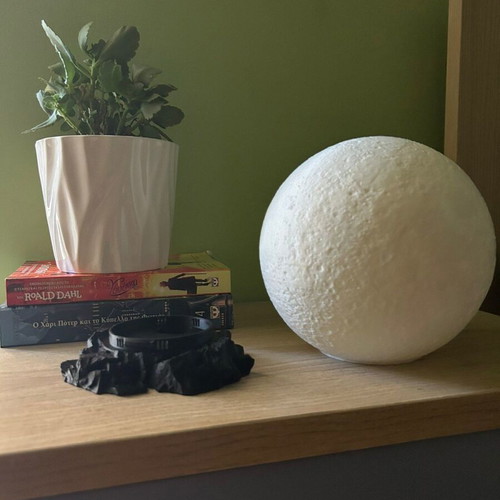 3D Printed Moon Lamp with Rock Base